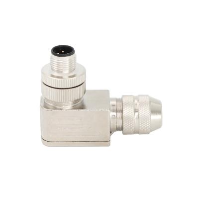 China M12 Angled Circular Connector 4 Pin Male Full Metal Field-assembled Contact for sale