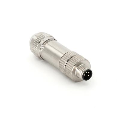 China Screw Connection M8 Connector 4 Pin Straight Male A Code Full Metal for sale