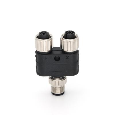 China M12 Distributor Connector Y Distributor Male 4 Pin To Female 4 Pin A Coding for sale