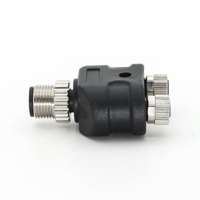 China Y Distributor M12 Connector 4 Pin Male To M8 3 Pin Female A Coding for sale