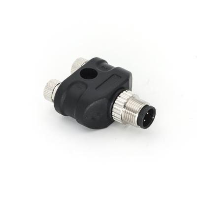 China Y Distributor Connector M12 Male 3 Pin To M8 Female 3Pin A Coding IP67 for sale