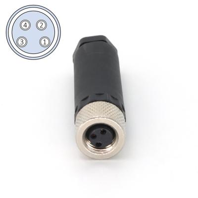 China 4 Pin M8 Connector Female Field Wireable Waterproof IEC 61076-2-104 for sale