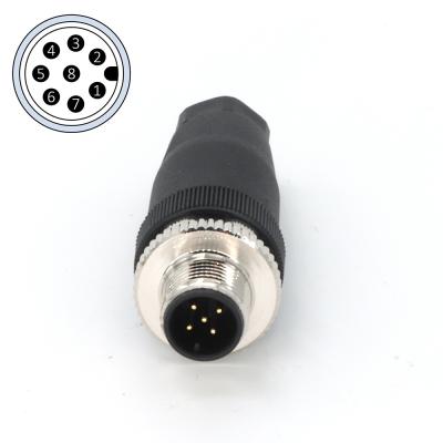 China Field Wireable Assembly M12 Connector 8 Pin A Code Male IP67 for sale