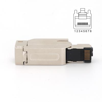 China RJ45 Wireable Field Assembly Connector Straight 8 Pin Metal Housing for sale