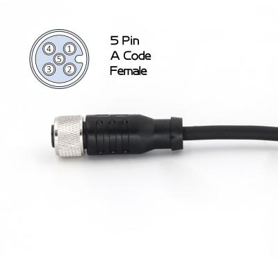 China PVC M12 5 Pin Female Connector With Molded Cable Straight Pre Assembled Cable for sale