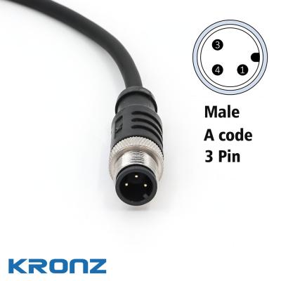 China M12 Sensor Connectors with PVC Cable A Code Industrial Straight Connector IP67 for sale