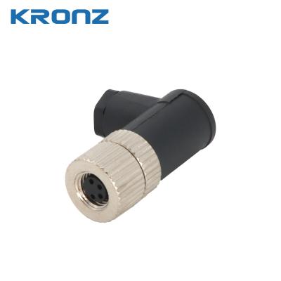 China M8 Connector Angled Waterproof IP67 4 Pin Female Angled Field-wireable Sensor Connector for sale