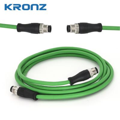 China M12 Lan Cable Connector for Ethernet/IP Dual Shield 4 x 2 x 24AWG Yellowish Green OD=8.0 for sale