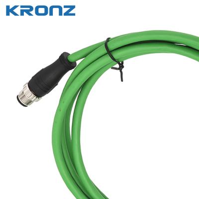 China M12 Ethernet/IP Connector Dual Shield 4 x 2 x 0.25 Yellowish Green PVC Cable 10 Meter for sale