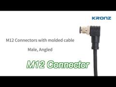 angled circular m12 connector female 5 pin pre assembled cable connectors