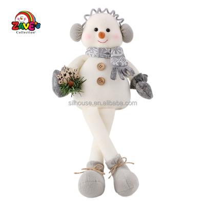 China Durable Sitting Long Legged Snowman With Earcover Cute Round Face For Holiday Christmas Inddor Decoration for sale