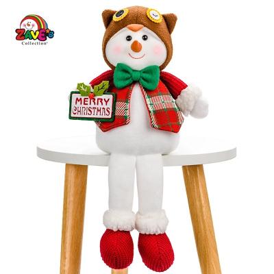 China Festival Decoration Pick Reindeer Foam Owl Hat Sitting Snowman With Knitted Clothes For Christmas Home Decoration for sale