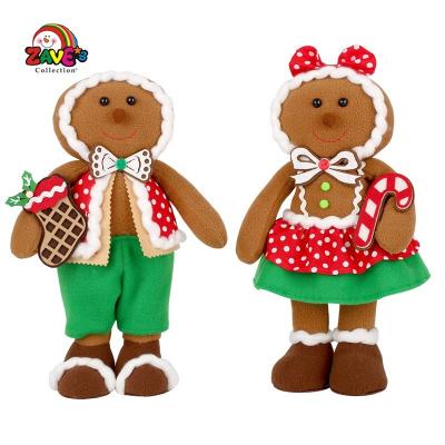 China Pair Standing Gingerbread Man Plush Dolls Gently 12 Inches For Christmas Home Decor Adorable Wholesale for sale