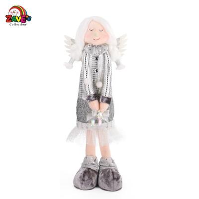 China 16.5 Deluxe in Indoor Standing Angel Pair Tall Plush Christmas Decoration for Home Delicate Handmade for sale