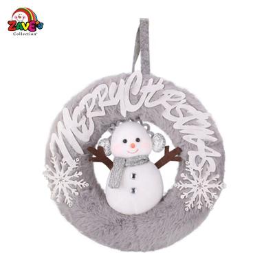 China 11 Cute Wreathed Christmas Pairs Fluffy Cute Snowman in Gray Made in China Holiday Picks for sale