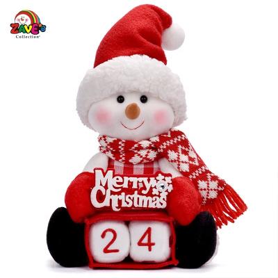 China Durable Snowman With Scarf Advent Calendar Hat Stuffed Toy For Christmas Eve Holiday Countdown Timer Home Decoration for sale