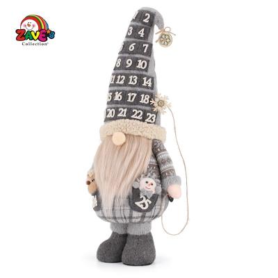 China Europe Christmas Calendar Gnome 25 inch in Gray Felt Cute Countdown Plush Decoration for sale