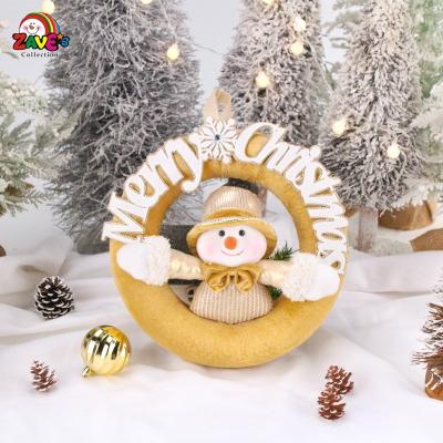 China Festival Stuff 11 in Plush Garland Christmas Santa Snowman Xmas Gift Stuffed Decoration for Home Set of 2 for sale