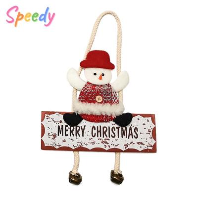 China Quick Country Food Signs Santa Merry Christmas Plush Snowman Wooden Set Of 3 Best Manufacturer Price Party Supplies for sale