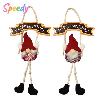 China Wooden Gnomes Speedy Twins with MERRY Wood Signs Xmas Christmas Door Decoration String Set of 2 Holiday Zaves Supplies for sale