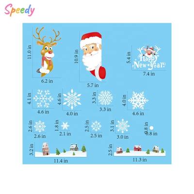 China Christmas Waterproof Window Clings Stickers MOQ Double Side Printed 10pcs Santa Claus Decoration Cute High Quality for sale