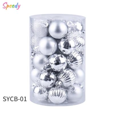 China 4CM Shatterproof Christmas Balls 34pcs MOQ 10 Sets PVC Unbreakable Novelty Ornaments Set For Indoor Holidays for sale