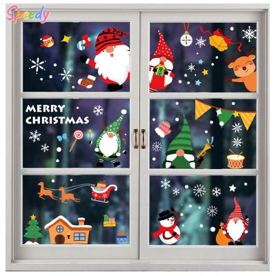 China Christmas Gnomes Waterproof Window Clings Stickers High Quality Cute Decoration Double Side Printed MOQ 10pcs for sale