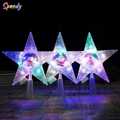 China 100 MOQ Luxury Five-pointed LED Christmas Tree Flashlight Star Pentagon Star Pentagon Decoration LED Snowflake Ornaments for sale