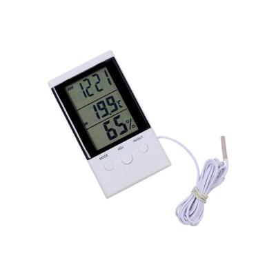 China ABS Plastic Digital LCD Display Thermometer Multifunction Hygrometer With Alarm Clock for sale