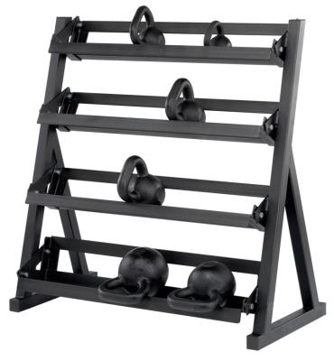 China Gym Steel Four Layer Cast Vinyl Kettlebell Storage Rack For Fitness Crossfit Equipment for sale