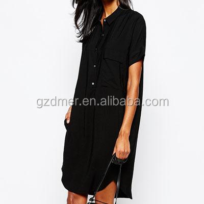 China Anti-Static Euro Styles Causal Woman Shirt Dress In Loose Fitted Shirt Dress With Buttons for sale