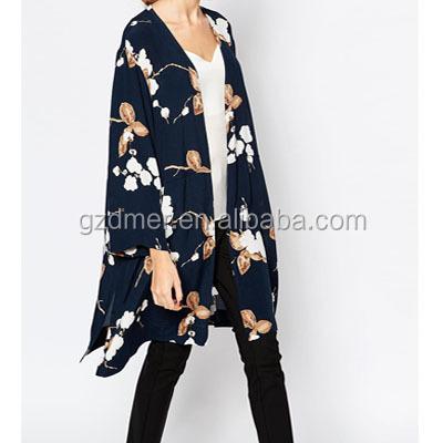 China Latest Fashion Printed Woman Anti-pilling Floating Kimono In Long Sleeves Design for sale