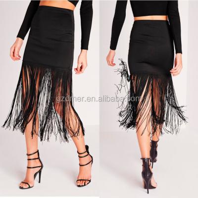 China Black Long Edge Fringe Design Summer Mini Dress With Long Fringe Edge Design for sale