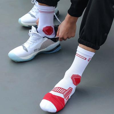 China Custom Breathable Mens Cotton Non Slip Dance Logo Basketball Sports Sports Socks for sale