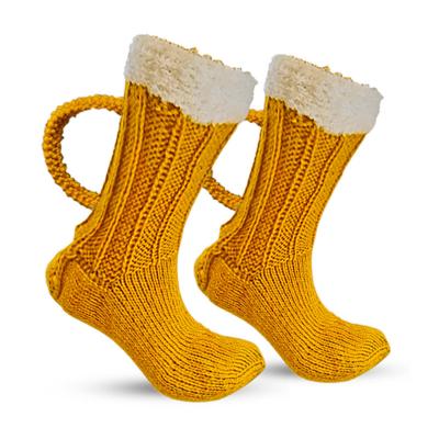 China Hot Selling Breathable Home Floor Wool Medium Socks Color Matching Custom Logo Polyester Blank Beer Socks for sale