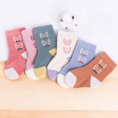 China Wholesale Antibacterial Cute Cat Kitty Cartoon Cotton Baby Soft Socks for sale