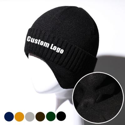 China JOINT Custom Thick White Logo Beanie Hats Wholesale Warm Cheap Winter Balaclava Ski Hats Crochet Knitted Beanie Hats For Men for sale