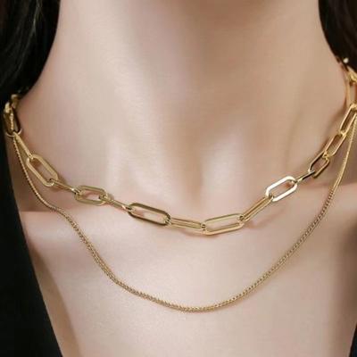 China Environmentally Friendly Lead Free Amazon Selling Women's Hip Hop Vintage Double Layer Cheap Gold Plated Necklace Earring Jewelry Wearing Sets for sale