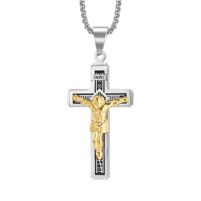 China Factory Wholesale Environmentally Friendly Lead Free Stainless Steel Large Man's Religious Belief Cross Necklace for sale