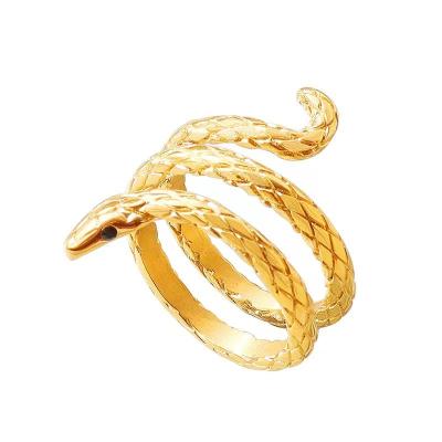 China Environmentally friendly lead-free European and American hot sense of superior women's party gifts titanium steel gold-plated snake ring for sale