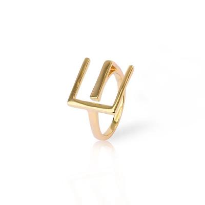 China Open Silver Women 925 Gold Plated E-letter Rings Customized Sterling Hip Hop Punk Jewelry for sale