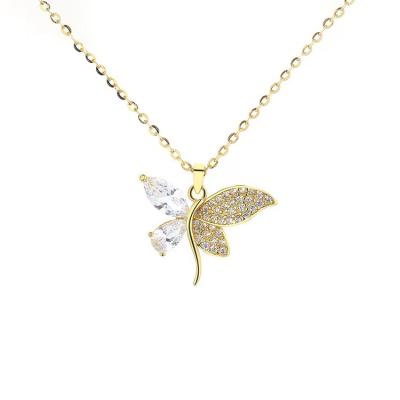 China Romantic The Best Gift For Women Exquisite 925 Zircon Butterfly Silver Plated High Quality Necklace for sale