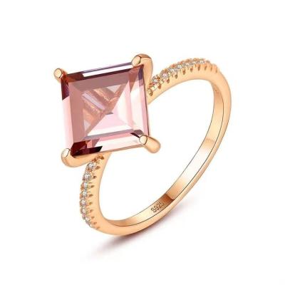 China Environmental Friendly Lead Free Europe And USA Morganite Colored Gemstone S925 Sterling Silver Wedding Engagement Women's Ring SR0121 Set New USA for sale