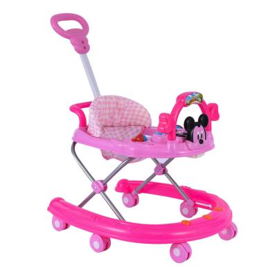 China Mickey Factory Hot Sales Walker With Push Height Adjustable Seat Mickey 361 Universal Wheel Eva Baby Walkers for sale