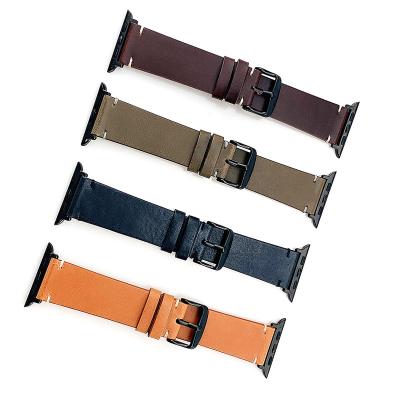 China Wax Oil Skin Vintage Leather Leather For Apple Watch Band 38mm 40mm 42mm Smart Watch Band 44mm for sale