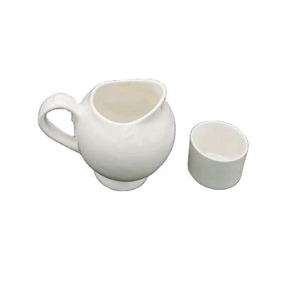 China Sustainable New Design Household Container Milk Jug Traditional Simple White Pitcher for sale