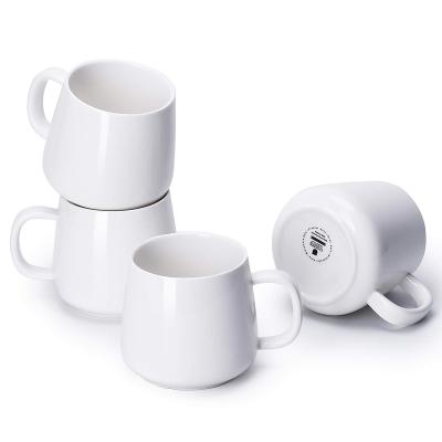 China Sustainable Quality Guaranteed Pure White Handle Pattern Customization Ceramic Coffee Mug for sale