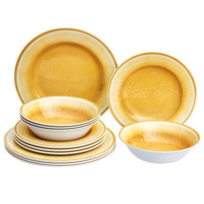 China Phnom Penh Viable Gold Party Festive Ceramic Electroplating Set Matte Steak Dessert Plate Grid Pattern Tableware for sale