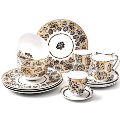 China Viable Exquisite Pattern Surround Phnom Penh Matte Steak Dessert Plate Tableware Ceramic Electroplating Set for sale