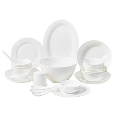 China Sustainable Europe Porcelain Factory Wholesale Dishes Dinnerware Fine Bone China Dinnerware Sets White Dinner Set For for sale